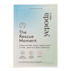 The Rescue Moment – Máscara de tecido esfoliante com PHA, AHA e algas, YEPODA