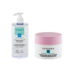 Gel desmaquilhante + Creme hidratante reconfortante, 