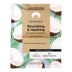 Máscara capilar noturna - Cuidado capilar noturno máscara creme + touca, Sephora Collection