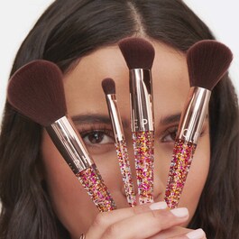 Coffret de pincéis com glitter - Kit de 4 pincéis para rosto e olhos