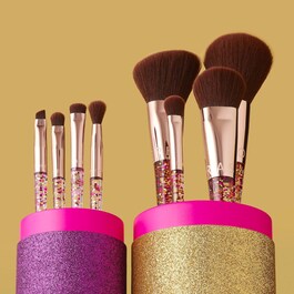 Coffret de pincéis com glitter - Kit de 4 pincéis para rosto e olhos