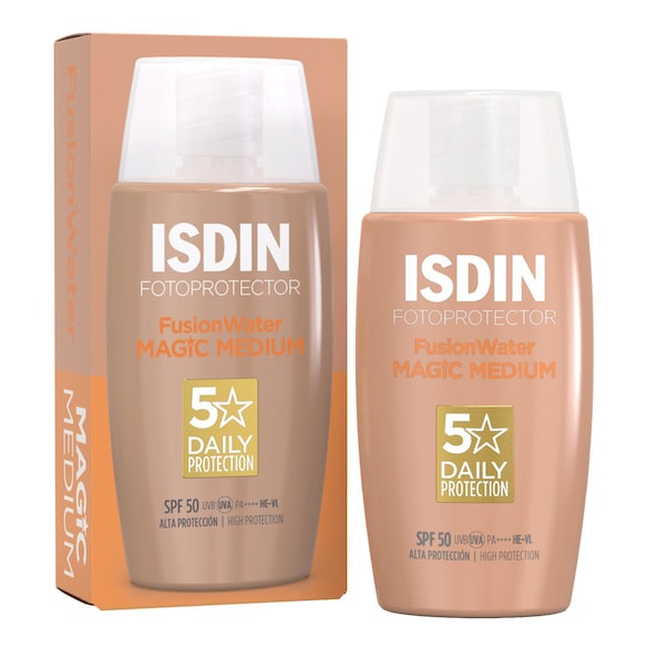 Fotoprotector Fusion Water Color MEDIUM SPF50  - Protetor solar facial com cor, Isdin