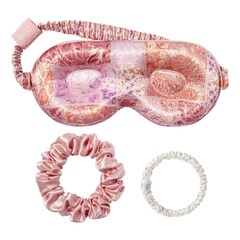 Set Soirée Pyjama Boteh - Coffret Máscara em Pura Seda e Conjunto de elásticos, Slip